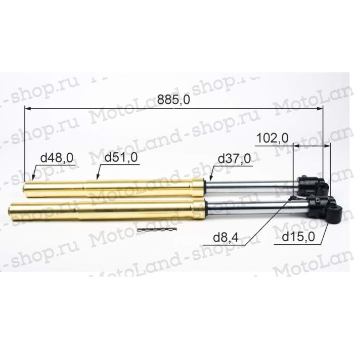 Амортизатор L=870 передний d48x51 (перья, компл.) XR250
