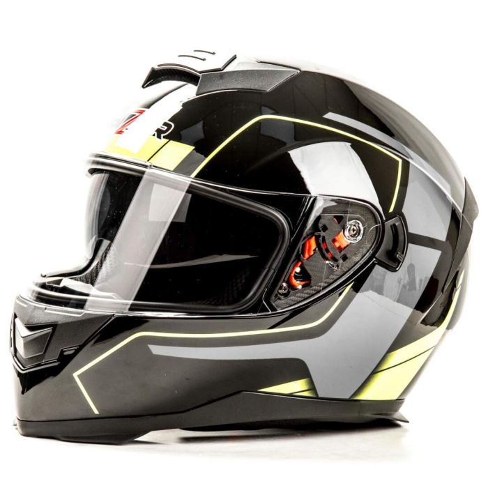 Шлем мото интеграл HIZER J5318 №1 (XL) black/yellow (2 визора)