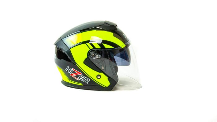 Шлем мото открытый HIZER J222 №2 (M) black/yellow (2 визора)