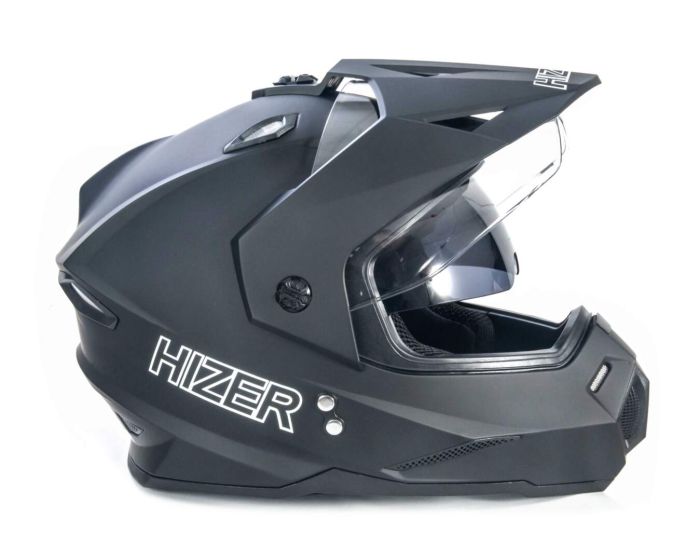 Шлем мото мотард HIZER J6802 №3 (L) matt black (2 визора)