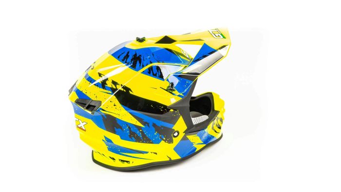 Шлем мото кроссовый GTX 633 №1 (L) FLUO YELLOW/BLUE BLACK