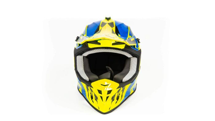 Шлем мото кроссовый GTX 633 №1 (M) FLUO YELLOW/BLUE BLACK