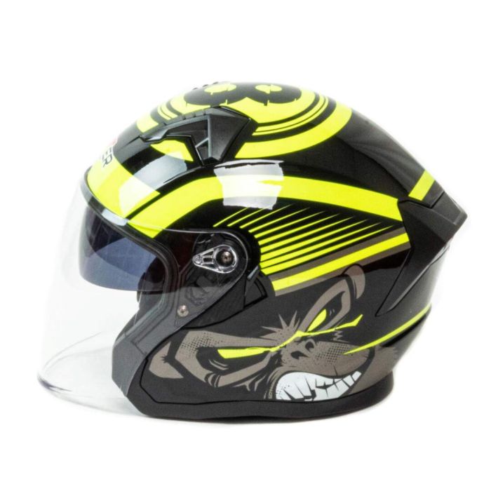 Шлем мото открытый HIZER J228 №1 (L) black/neon yellow