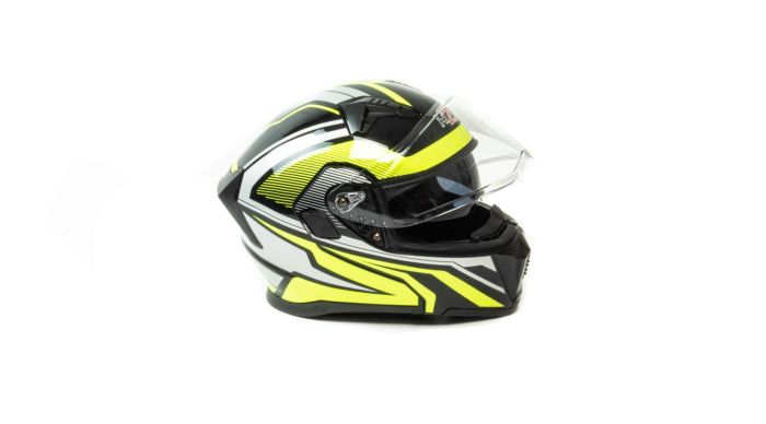 Шлем мото модуляр HIZER J5906 №1 (S) black/neon yellow (2 визора)