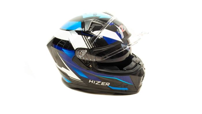 Шлем мото интеграл HIZER J5320 №1 (L) black/blue (2 визора)
