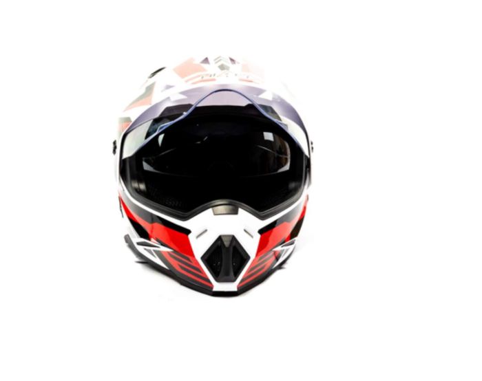 Шлем мото мотард HIZER J6802 №5 (M) white/red (2 визора)