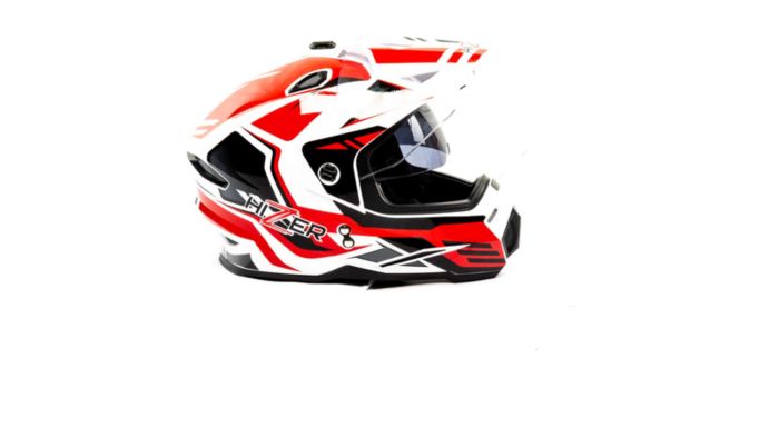 Шлем мото мотард HIZER J6802 №5 (XL) white/red (2 визора)