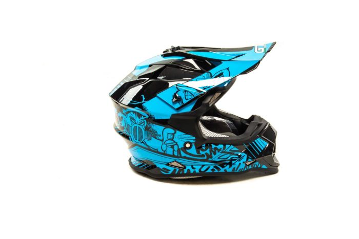 Шлем мото кроссовый GTX 632S №3 (L) BLACK / BLUE детский (53-54)