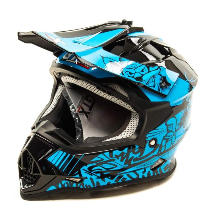 Шлем мото кроссовый GTX 632S №3 (L) BLACK / BLUE детский (53-54)