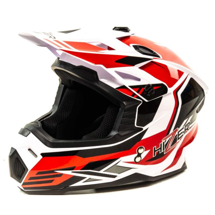 Шлем мото кроссовый HIZER J6801 №5 (L) white/red