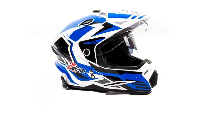 Шлем мото кроссовый HIZER J6801 №6 (XL) white/blue