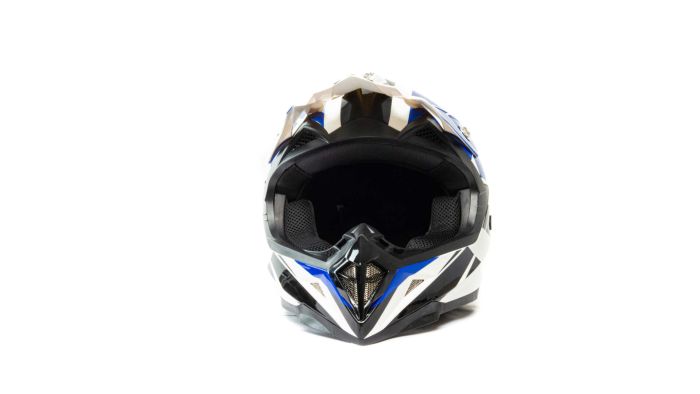 Шлем мото кроссовый HIZER 915 №8 (XL) white/blue/black