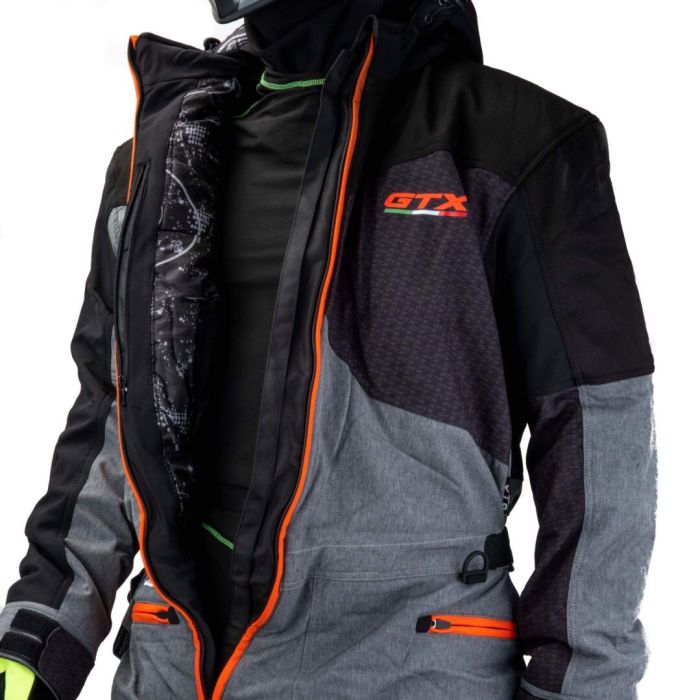 Комбинезон для снегохода GTX №3 black-orange (текстиль) (S)